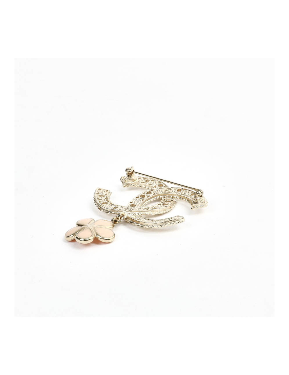 Broche CHANEL dble C et fleurette