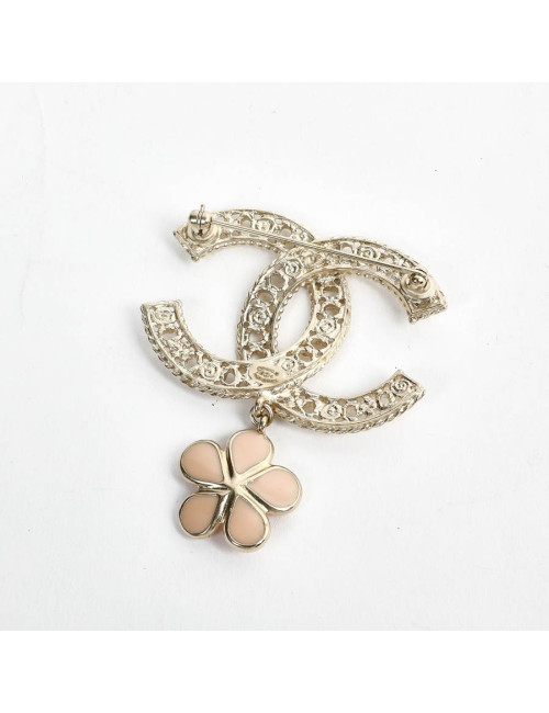Broche CHANEL dble C et fleurette