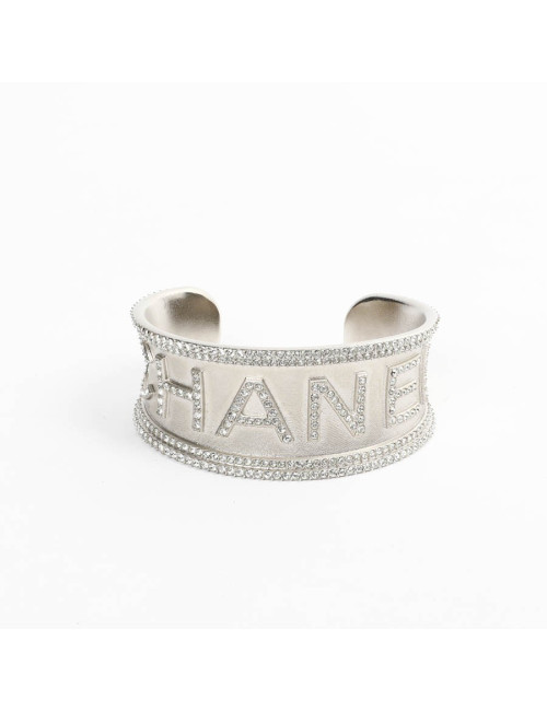 Manchette CHANEL argent strass C H A N E L