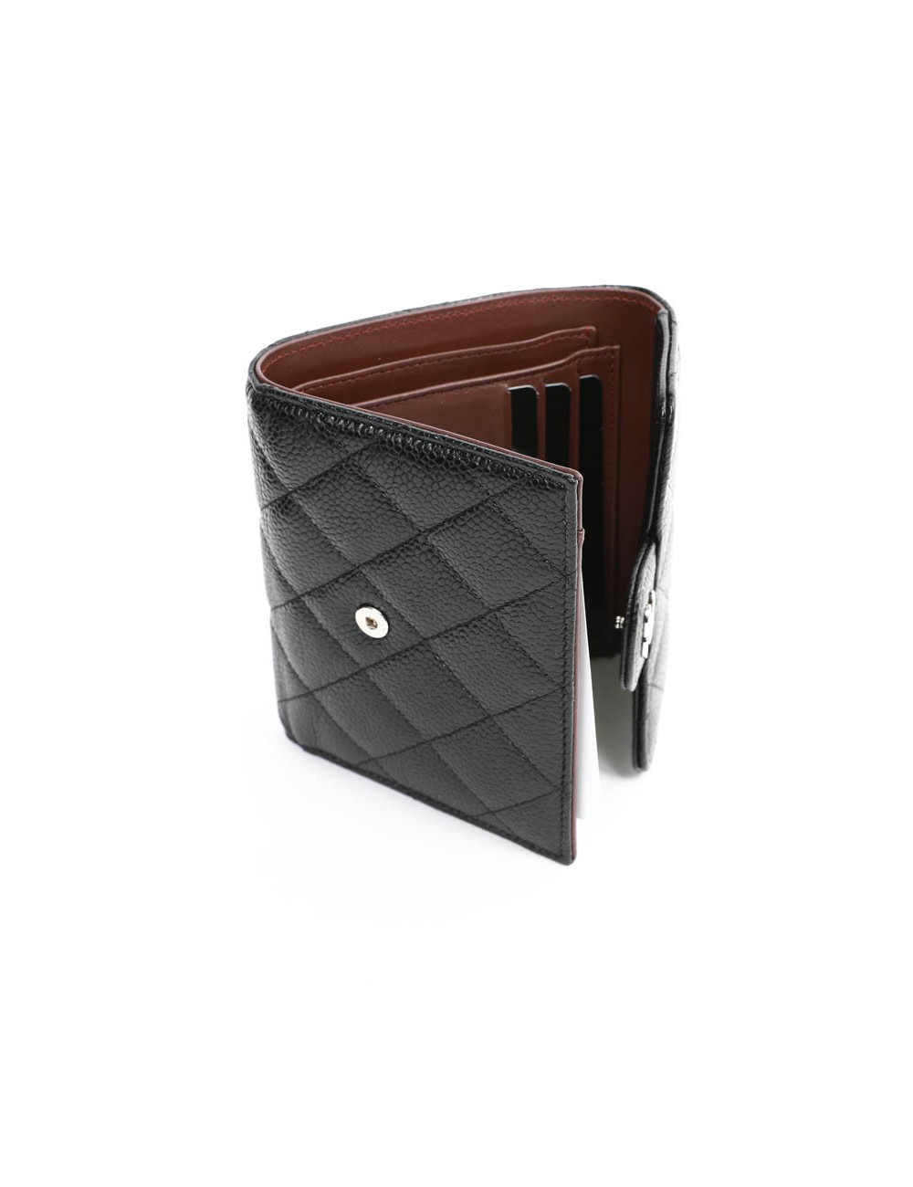 Petit portefeuille CHANEL cuir grainé noir