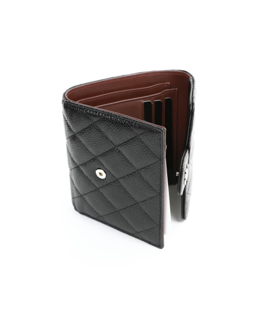 Petit portefeuille CHANEL cuir grainé noir