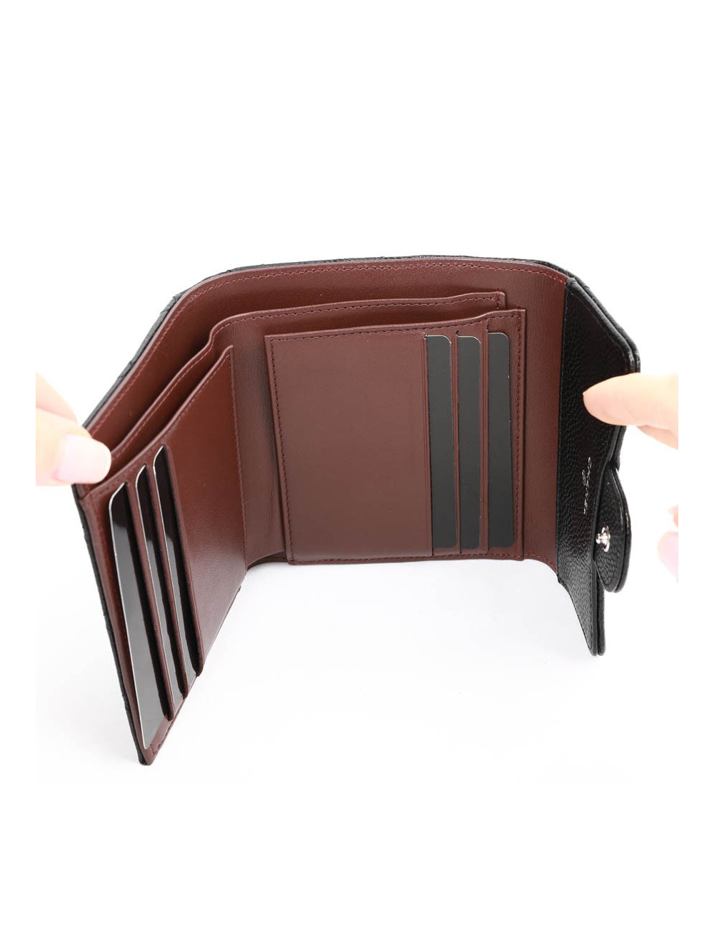 Petit portefeuille CHANEL cuir grainé noir