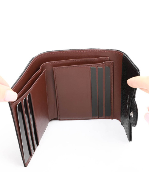 Petit portefeuille CHANEL cuir grainé noir