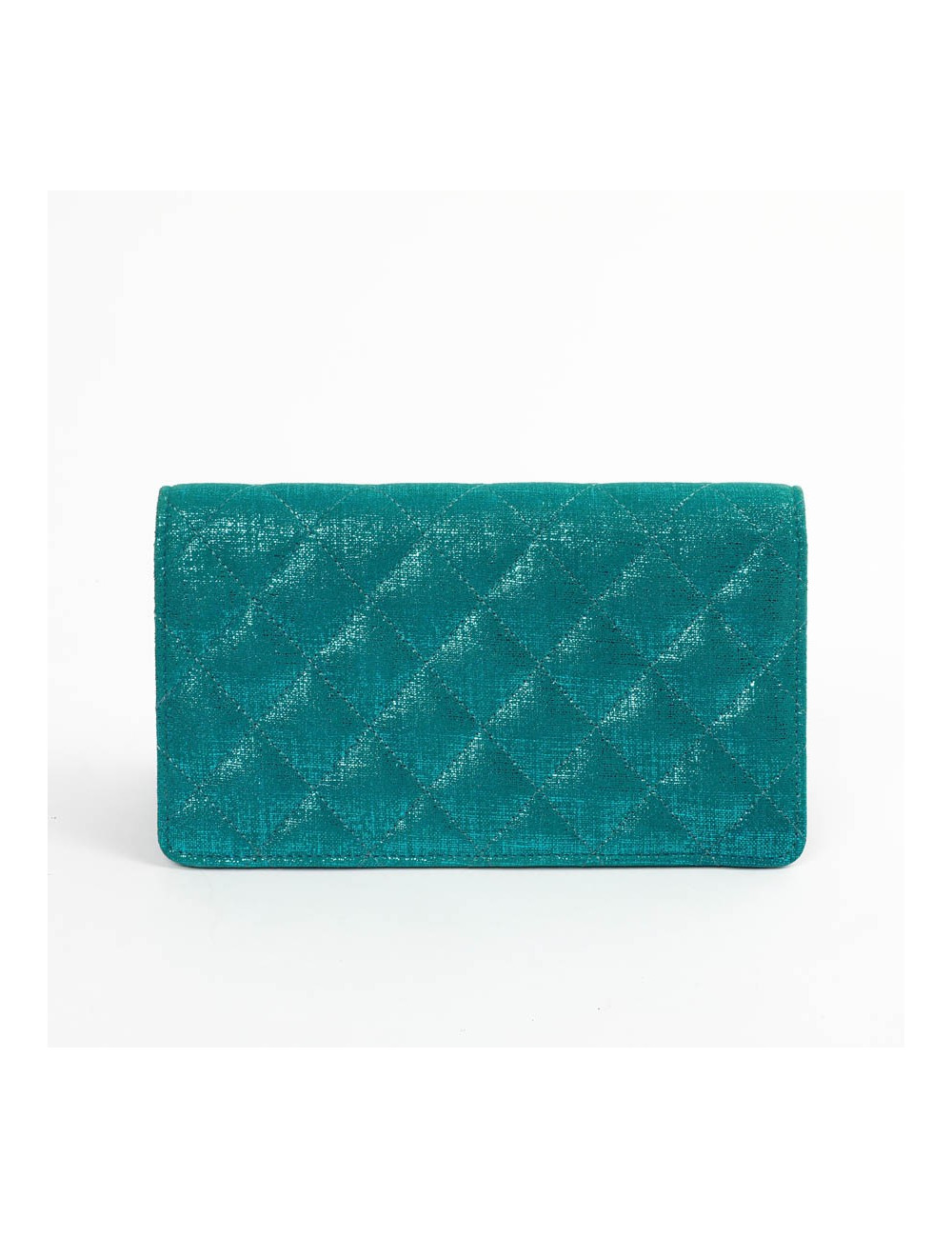 Portefeuille CHANEL en tissu turquoise irisé