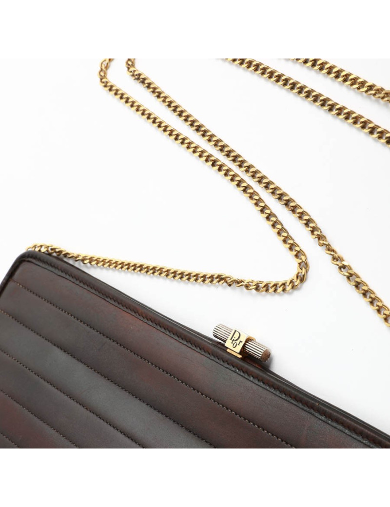 Pochette CHRISTIAN DIOR cuir marron Vintage