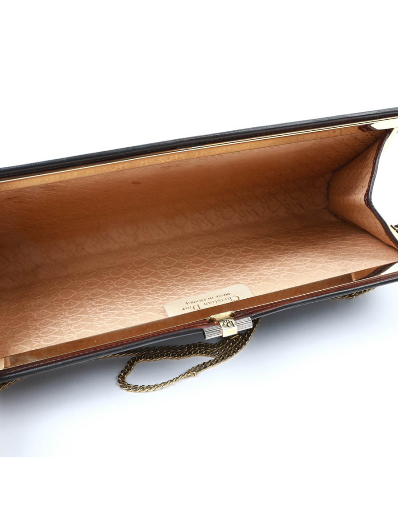 Pochette CHRISTIAN DIOR cuir marron Vintage
