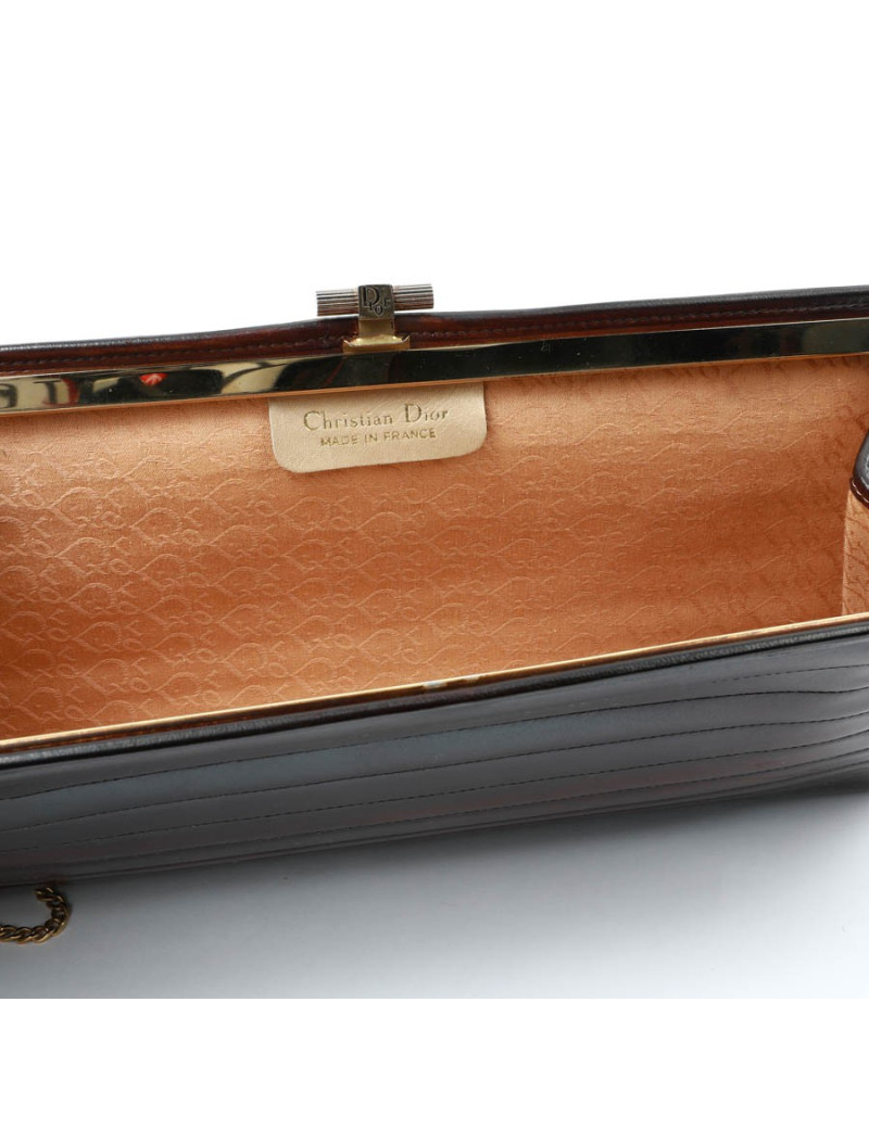 Pochette CHRISTIAN DIOR cuir marron Vintage