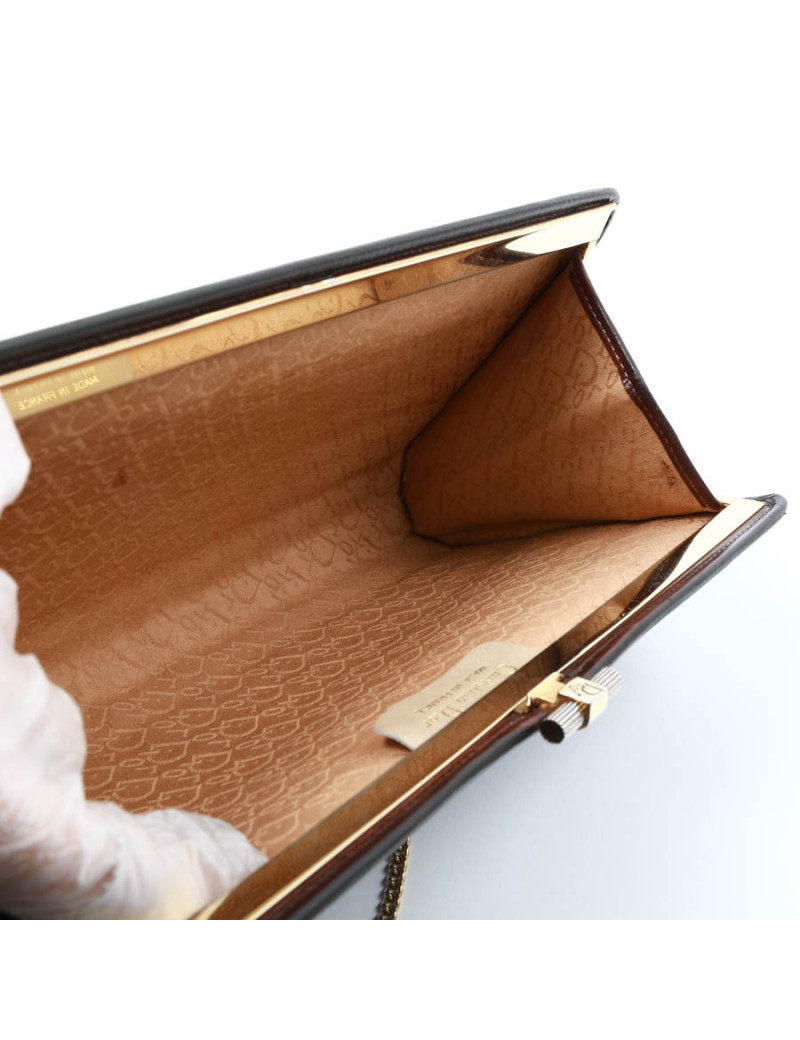 Pochette CHRISTIAN DIOR cuir marron Vintage