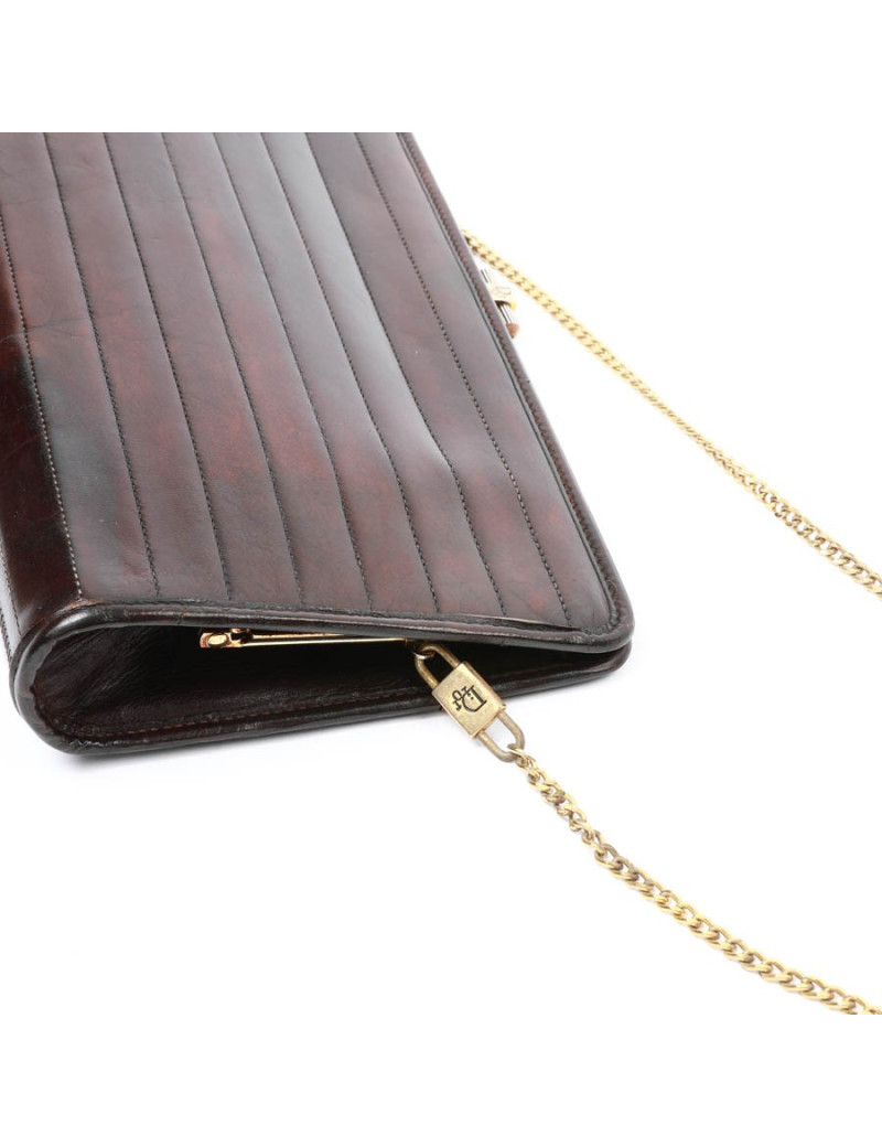 Pochette CHRISTIAN DIOR cuir marron Vintage