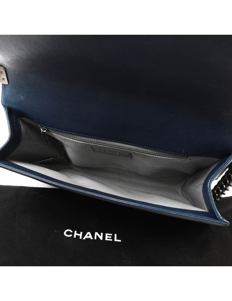 Sac CHANEL Boy cuir matelassé bleu