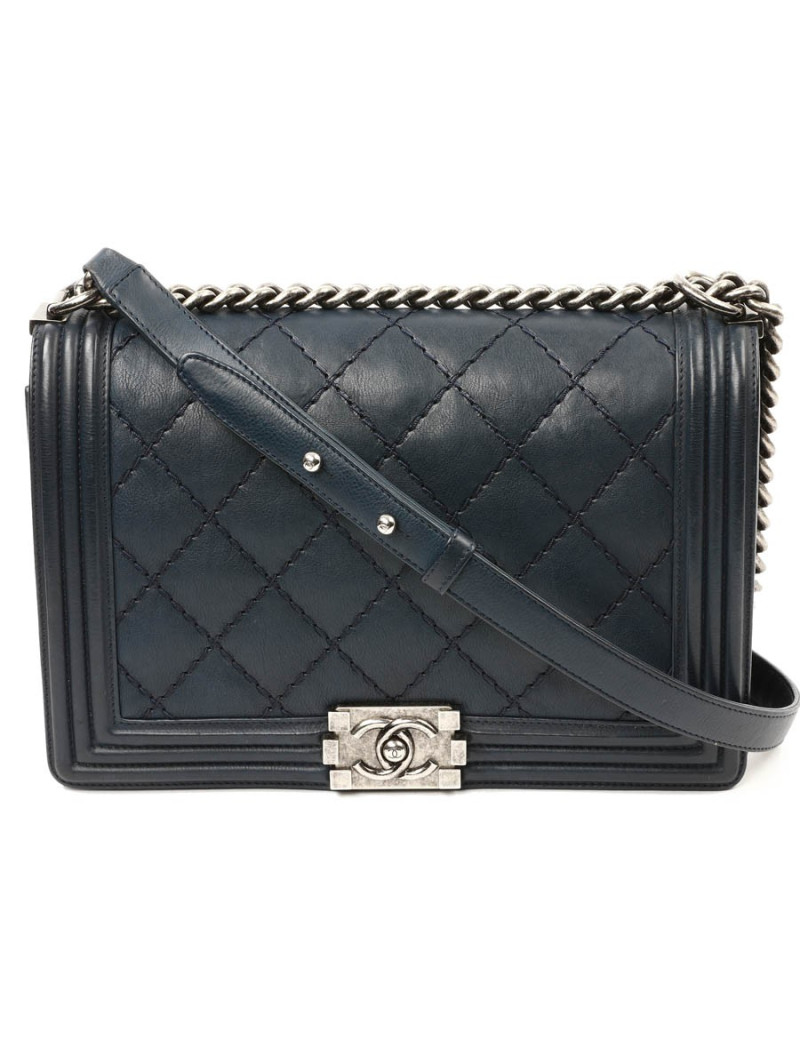 Sac CHANEL Boy cuir matelassé bleu
