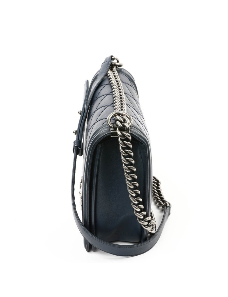 Sac CHANEL Boy cuir matelassé bleu