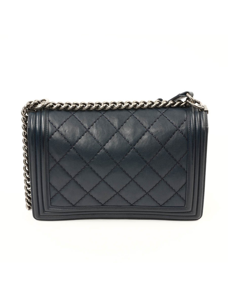 Sac CHANEL Boy cuir matelassé bleu