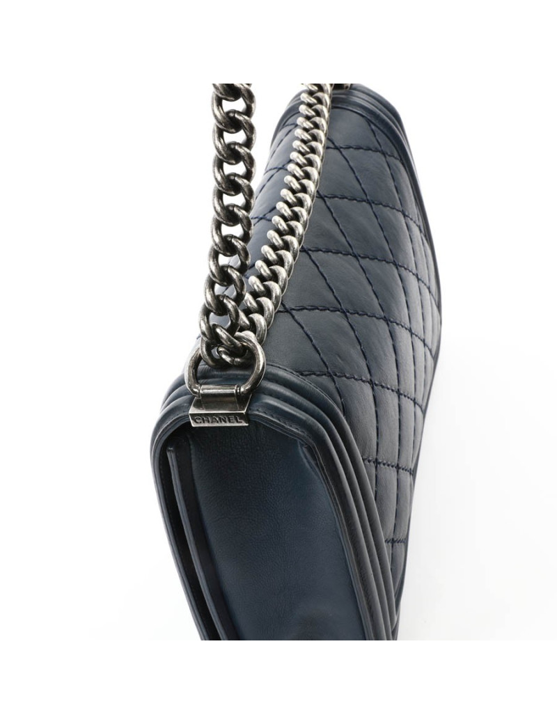 Sac CHANEL Boy cuir matelassé bleu