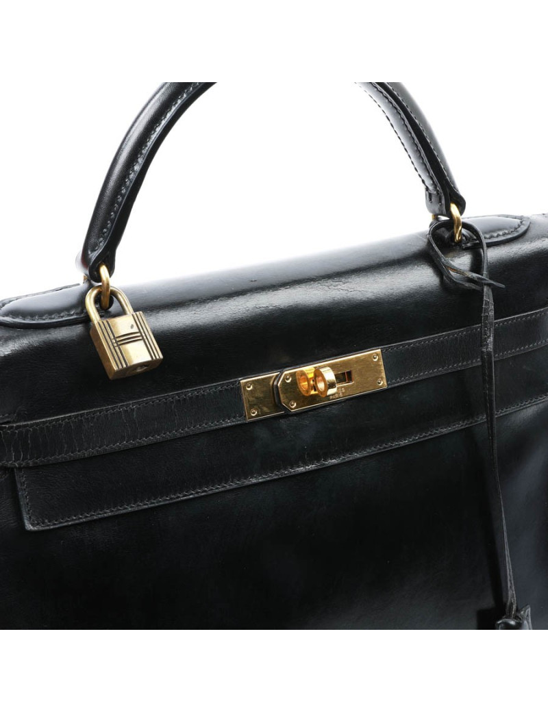 Kelly 32 HERMES box noir Vintage