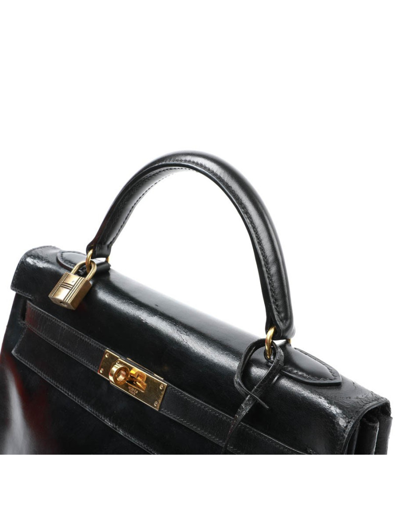 Kelly 32 HERMES box noir Vintage