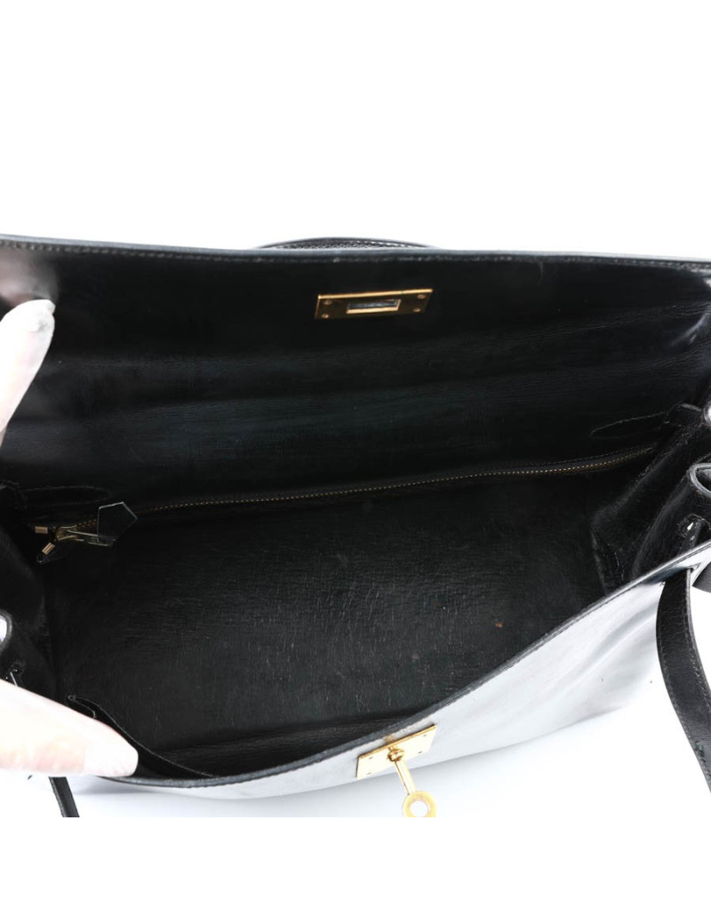 Kelly 32 HERMES box noir Vintage
