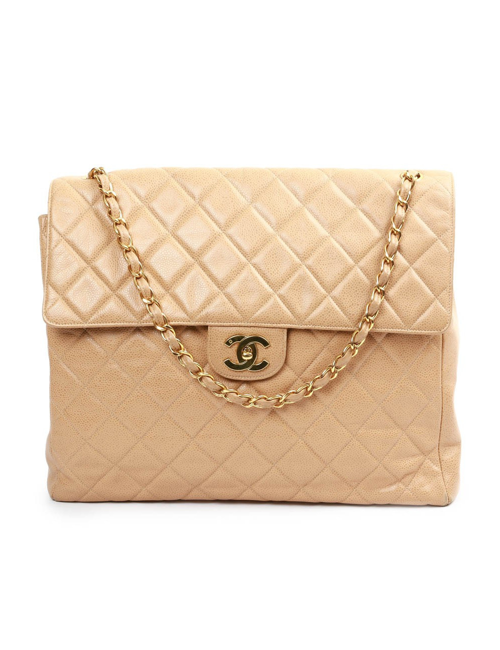 Grand cabas CHANEL cuir matelassé beige