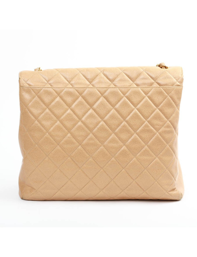 Grand cabas CHANEL cuir matelassé beige