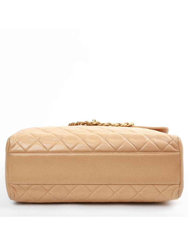 Grand cabas CHANEL cuir matelassé beige