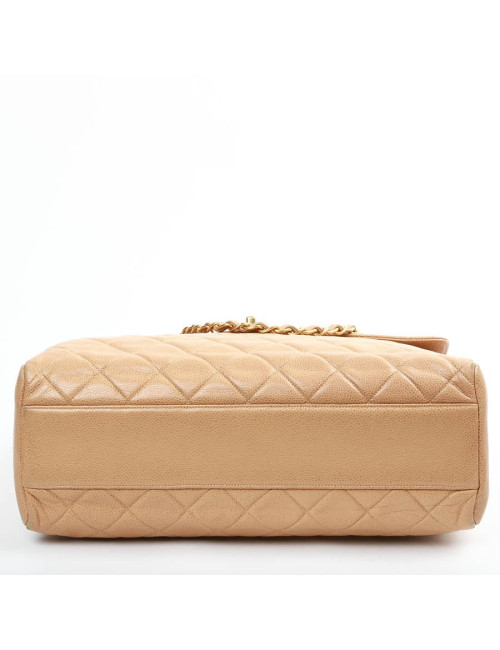 Grand cabas CHANEL cuir matelassé beige
