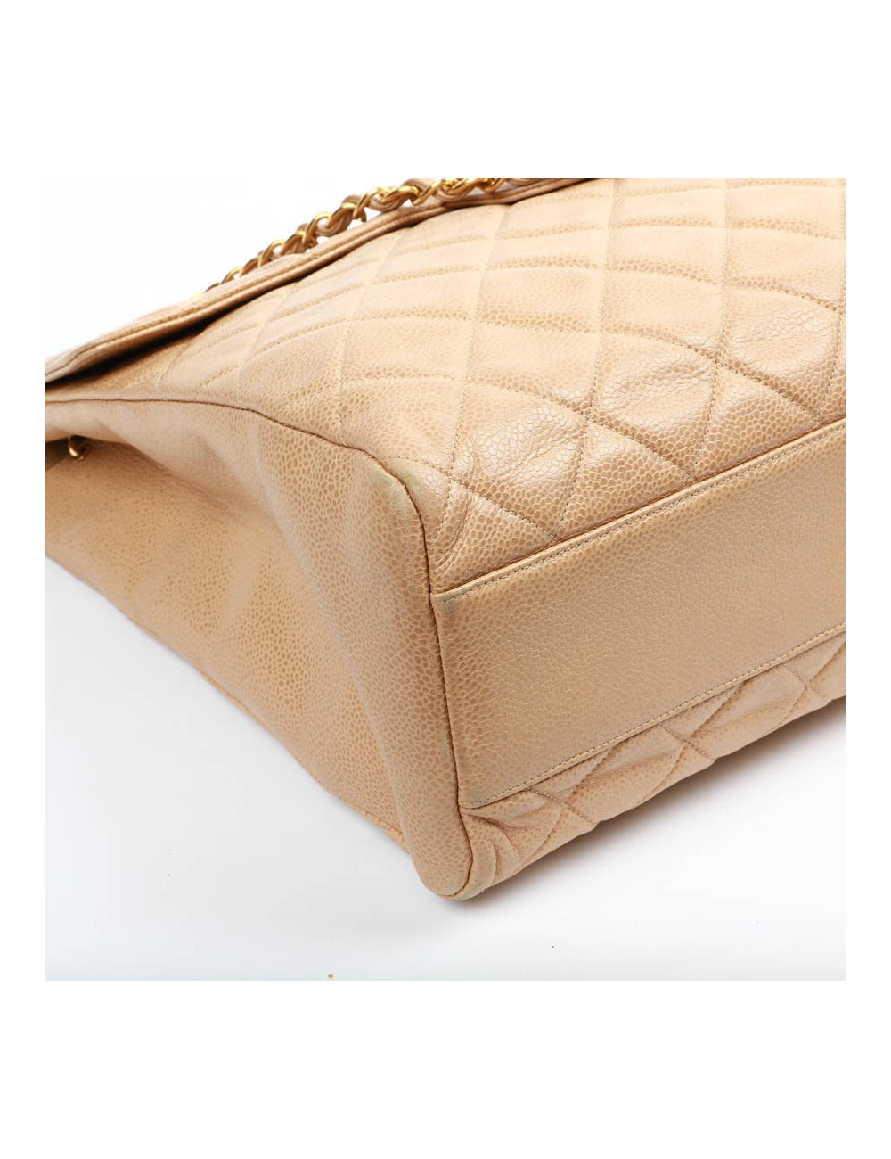 Grand cabas CHANEL cuir matelassé beige