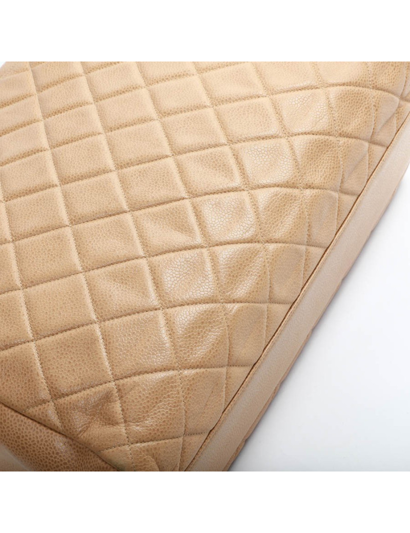 Grand cabas CHANEL cuir matelassé beige