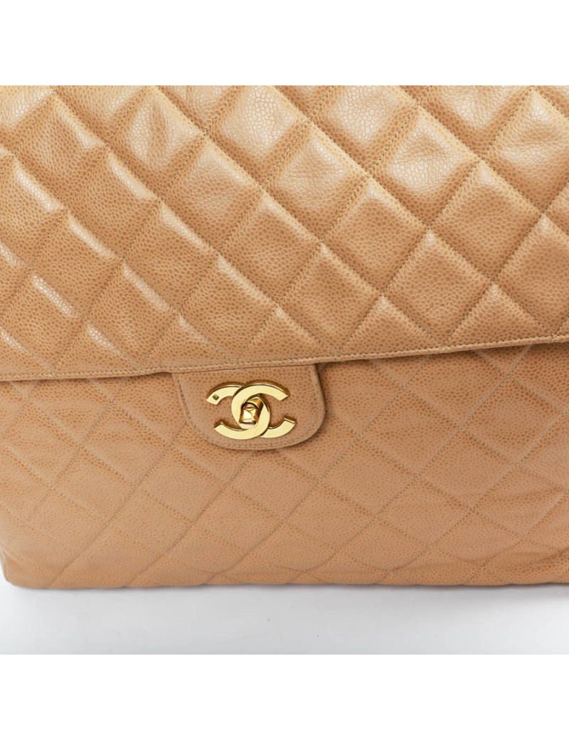 Grand cabas CHANEL cuir matelassé beige