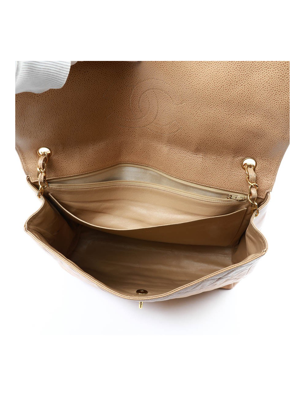 Grand cabas CHANEL cuir matelassé beige