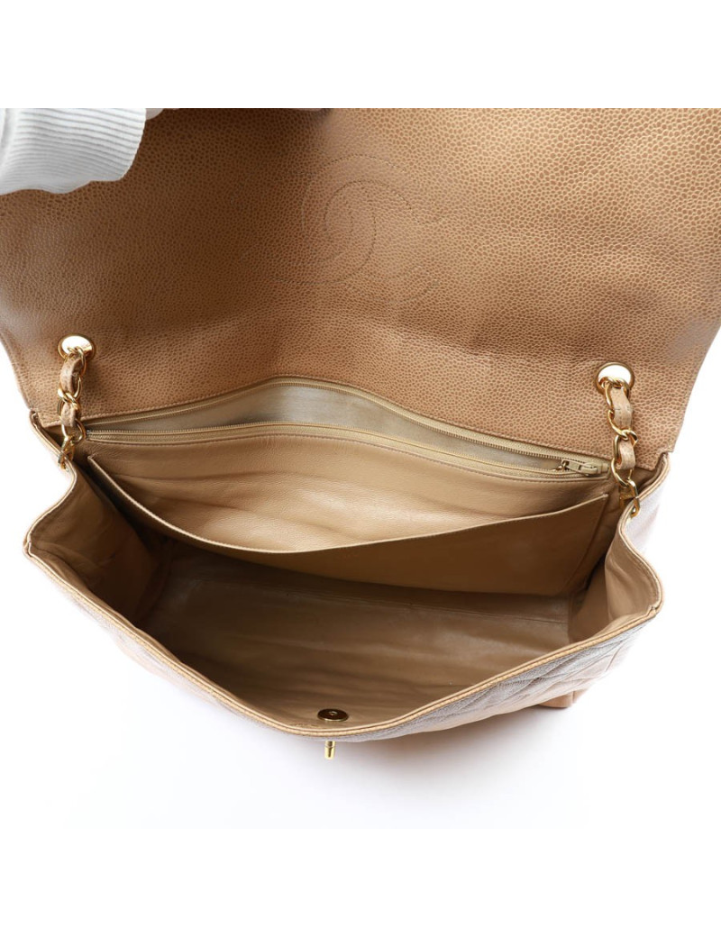 Grand cabas CHANEL cuir matelassé beige