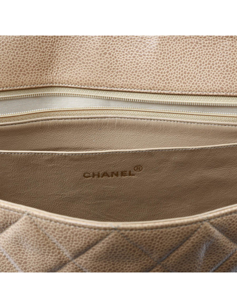 Grand cabas CHANEL cuir matelassé beige