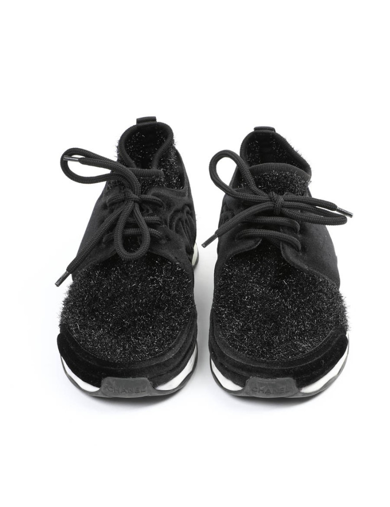 Sneakers CHANEL stretch noir brillant