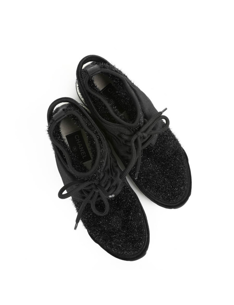 Sneakers CHANEL stretch noir brillant