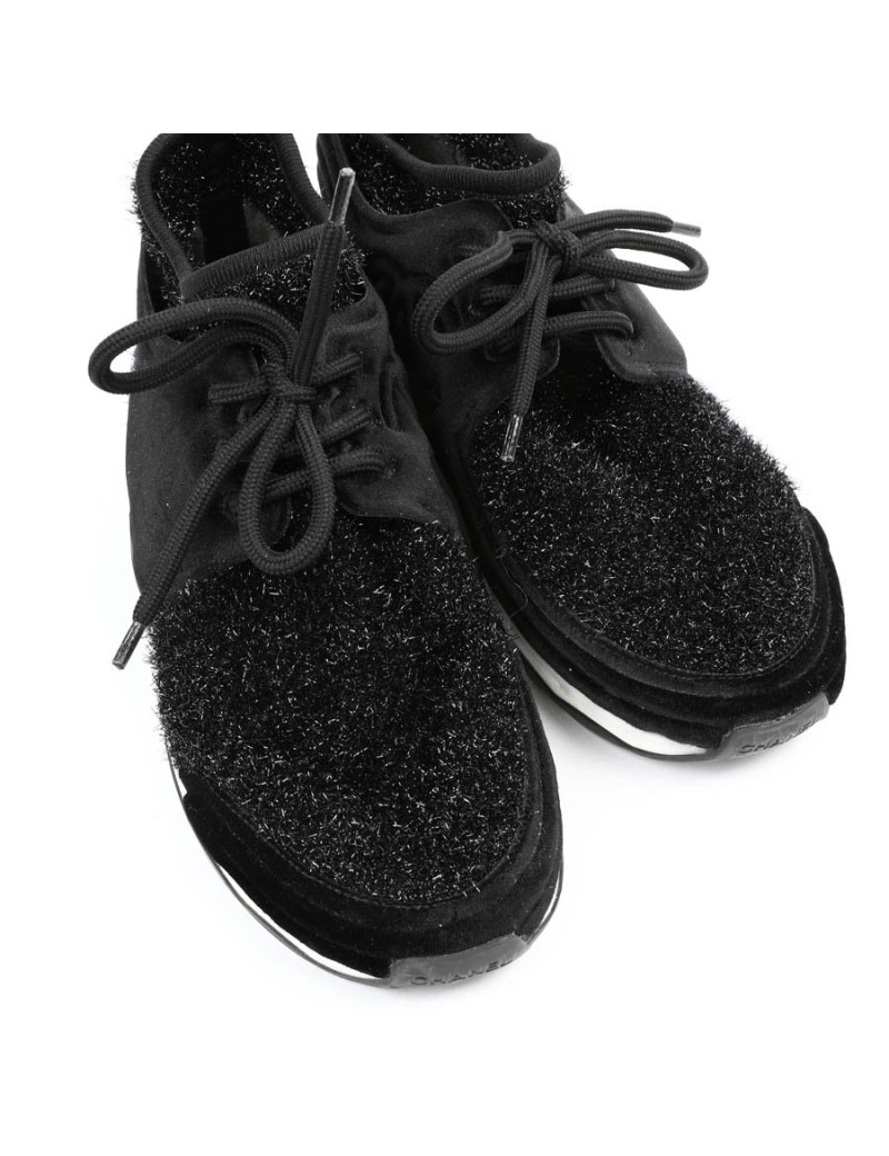 Sneakers CHANEL stretch noir brillant