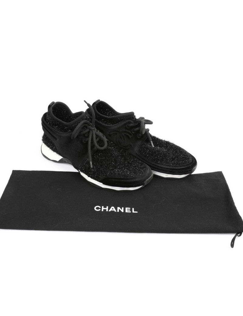 Sneakers CHANEL stretch noir brillant
