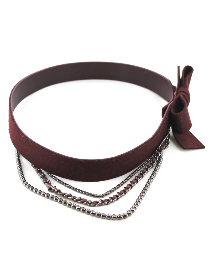 Ceinture CHANEL en feutrine prune