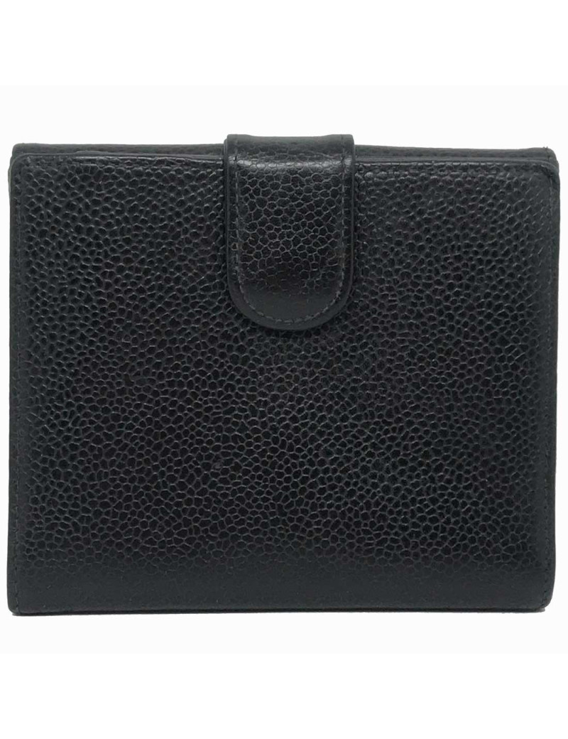 Porte monnaie CHANEL cuir caviar noir