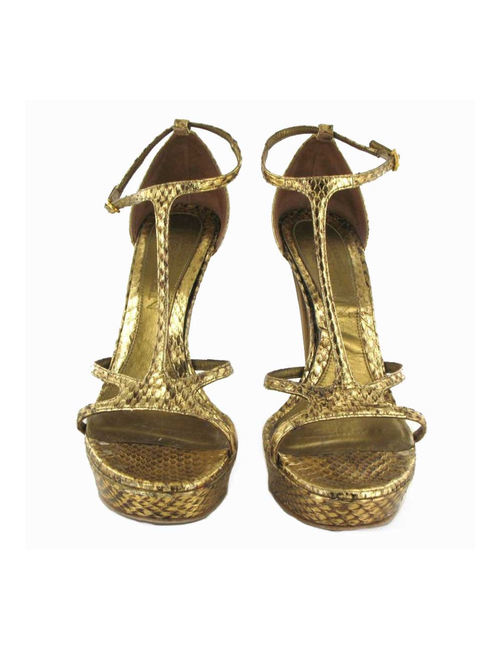 Escarpins ALEXANDER MCQUEEN en python doré