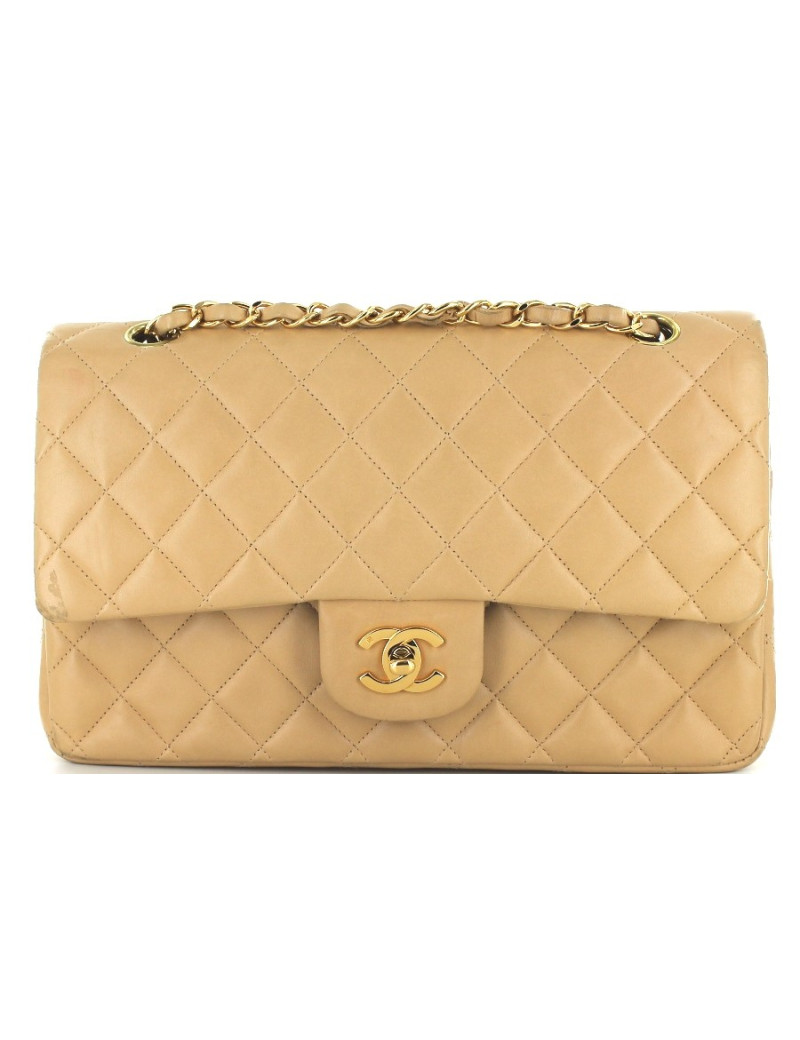Sac CHANEL TIMELESS beige et chaîne dorée