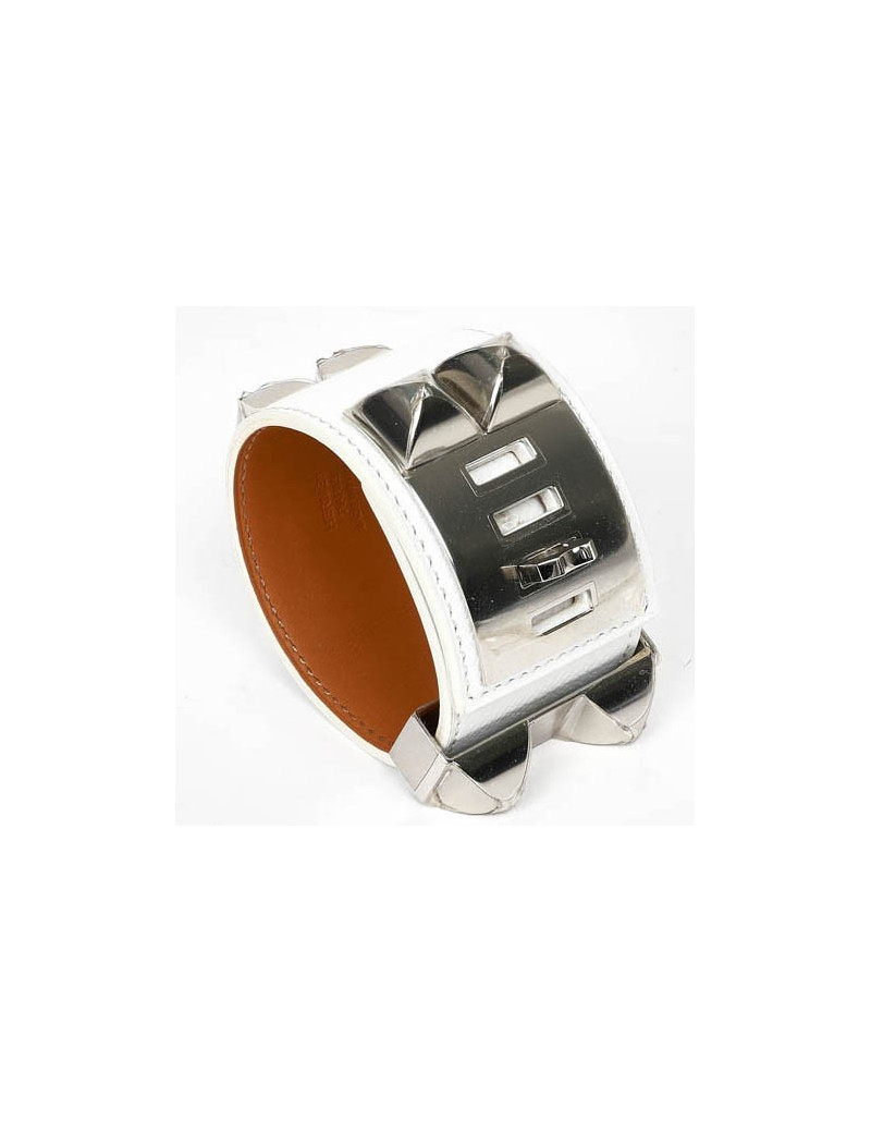 Manchette CDC HERMES cuir epsom blanc 