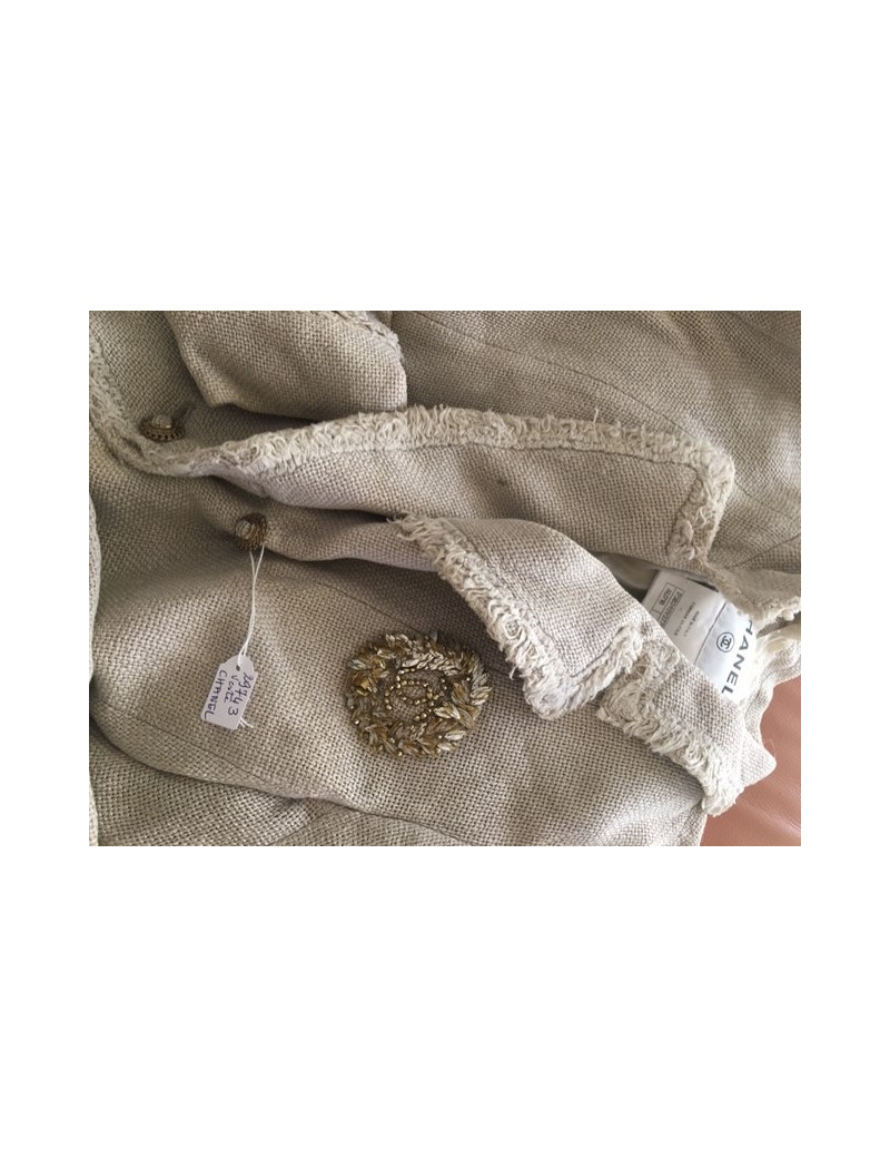  changer la doublure Veste T38 CHANEL lin écru