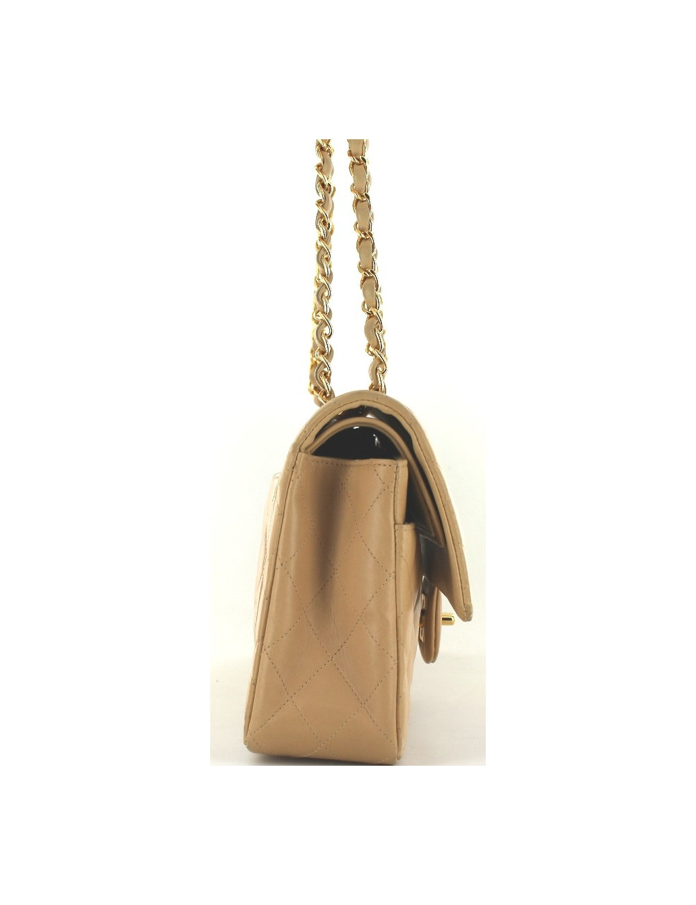 Sac CHANEL TIMELESS beige et chaîne dorée