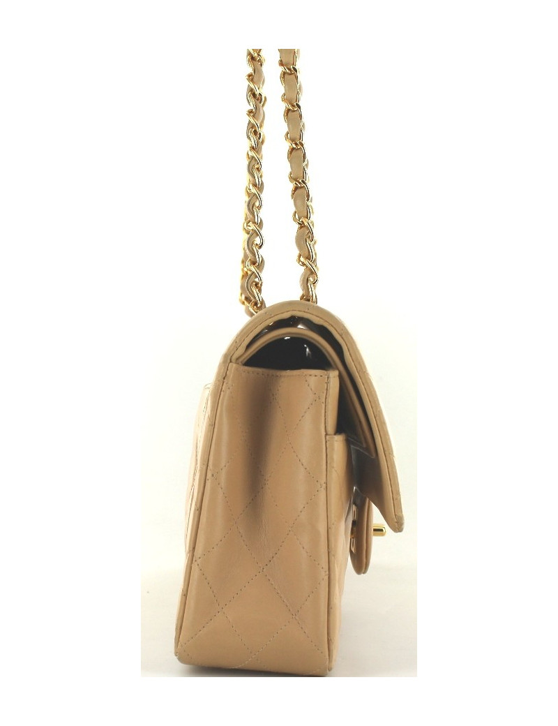 Sac CHANEL TIMELESS beige et chaîne dorée