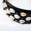 ALAIA Belt in Black Leather and White Shells 65