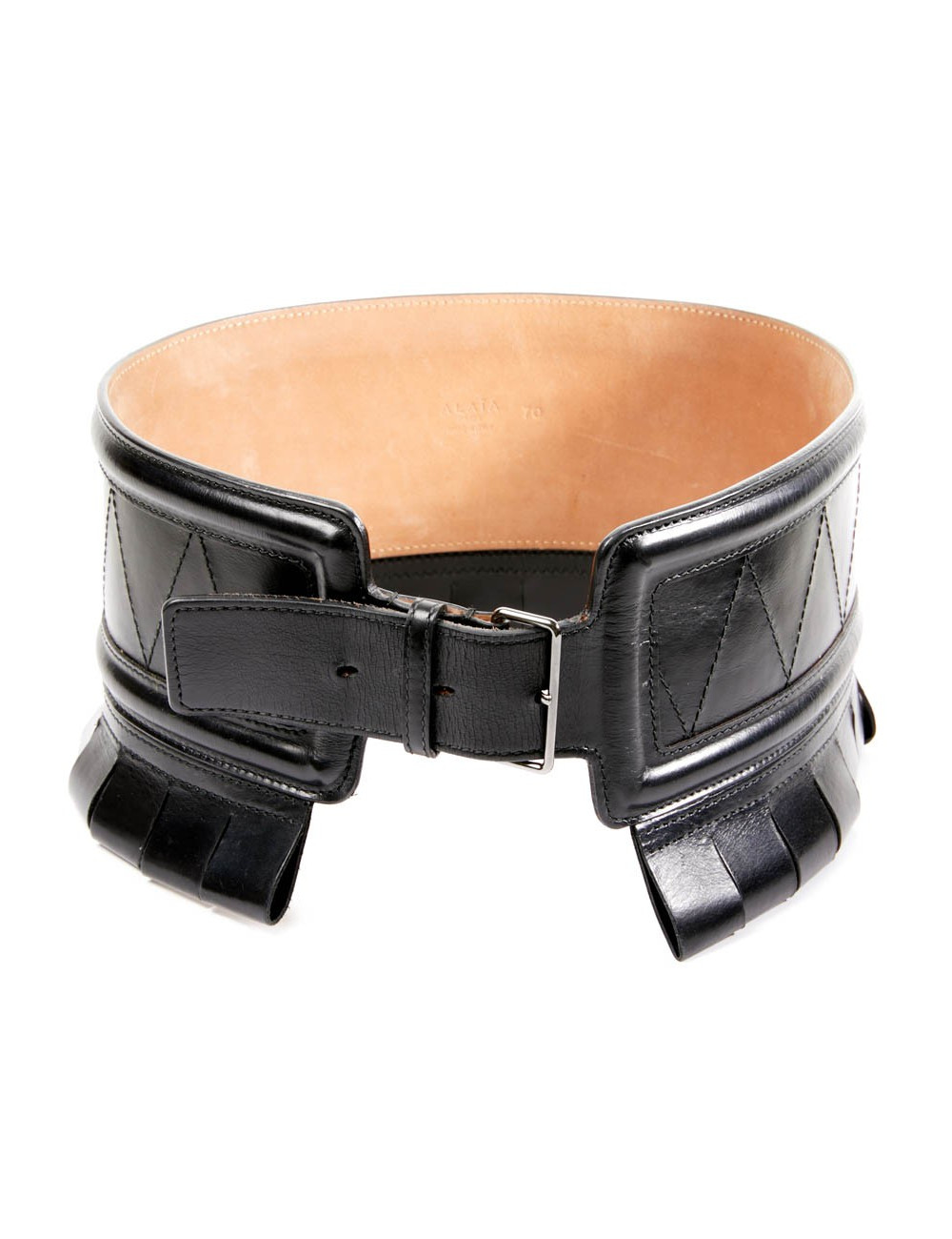 Ceinture ALAIA large cuir box noir t 70