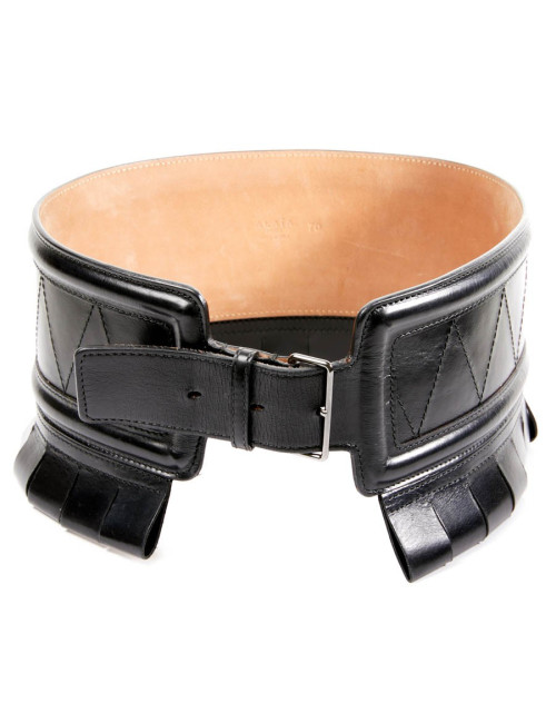 Ceinture ALAIA large cuir box noir t 70