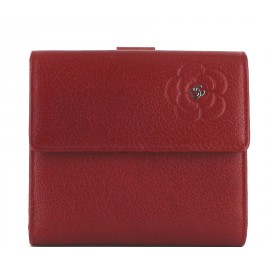Wallet CHANEL red grained leather and camelia