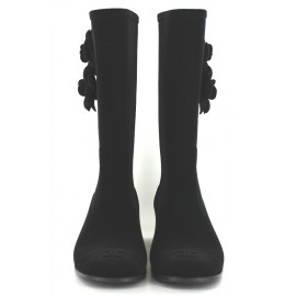 Black felt T 39 CHANEL rain boots