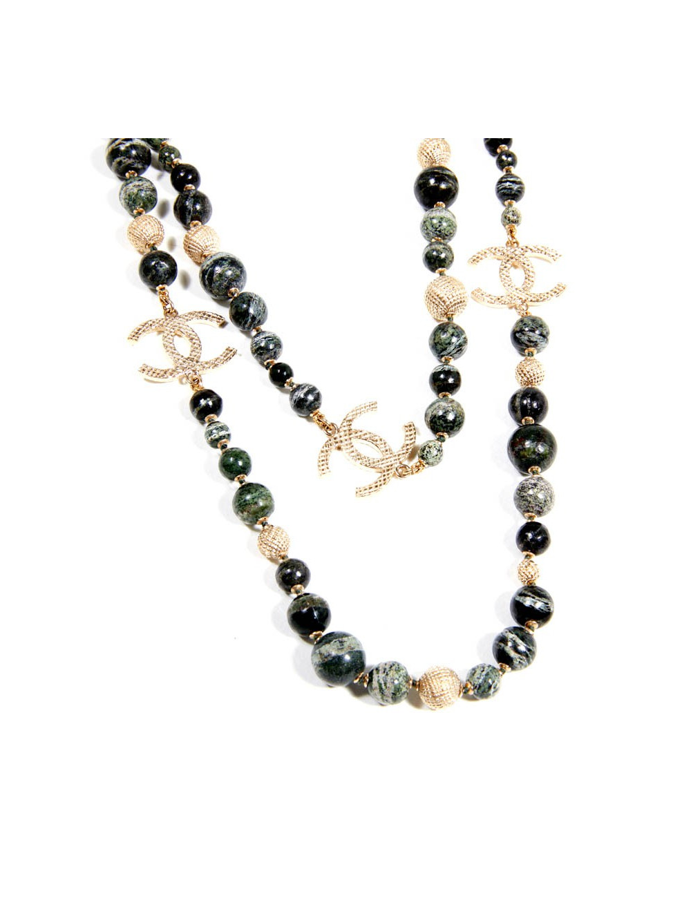 Sautoir CHANEL serti de perles en pierre 