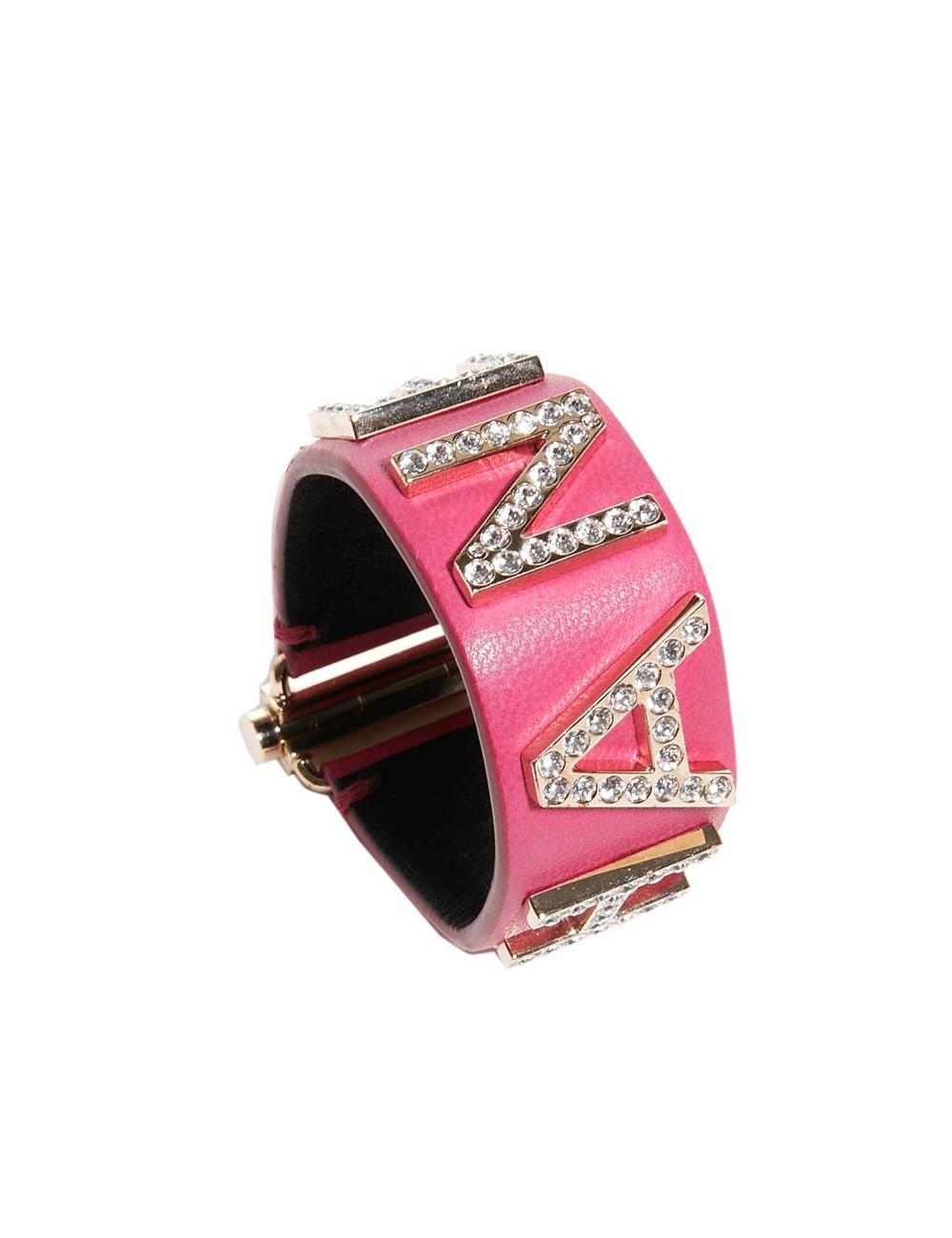 Bracelet CHANEL cuir rose et strass